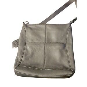 The Sak Olive Green Pebbled Leather Crossbody Bag with Webbed Strap